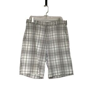 Nike Golf Tour Performance Dri Fit Shorts Mens 32 Gray White Plaid Golf Walking